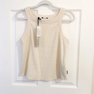 Buffalo David Bitton Cream Ribbed Fitted Tank Top size L